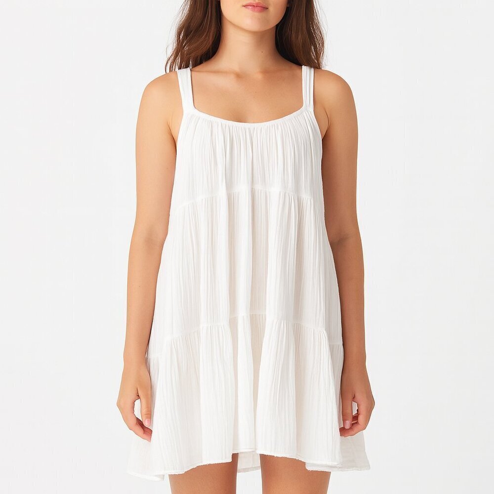 XiRENA Pyper Dress White Cotton Gauze Tiered Flowy Boho Midi XS